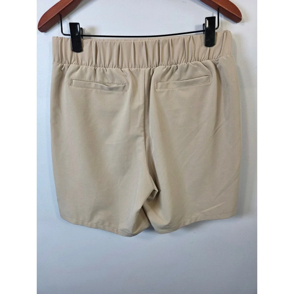 Tek Gear Mens Performance Shorts Tan Khaki Elastic Waist Stretch Size Medium M